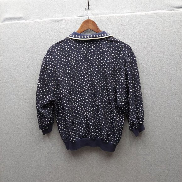VTG Wear By Kayo Navy Printed Long-Sleeve Pullover With Ribbed Collar & Cuffs - Picture 3 of 3